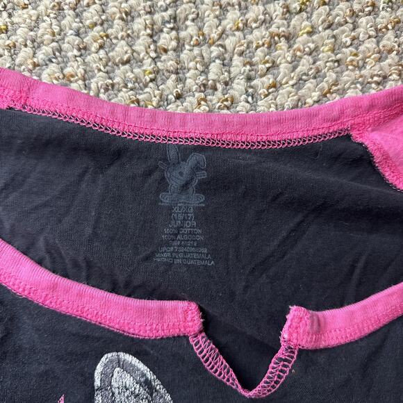 Vintage y2k happy bunny sparkly pink & black graphic ‘hi loser’ top - Picture 8 of 8